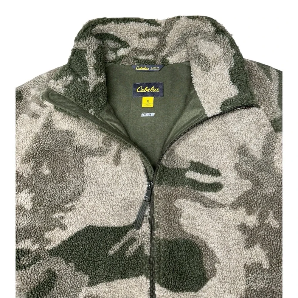 Cabela's Berber Fleece 4most Windshear Hunting Jacket Camo XL Full Zip